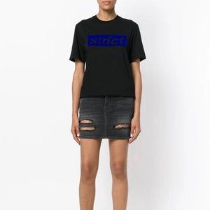 Crew Neck T-shirt With Strict Patch In Black